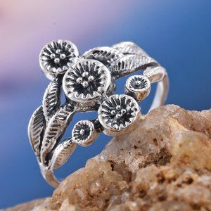 NEW Genuine Sterling Silver Floral Ring (Size 8.0)